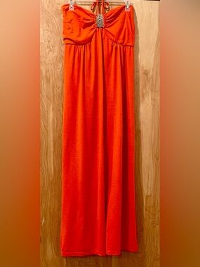 Beautiful Orange Halter Maxi